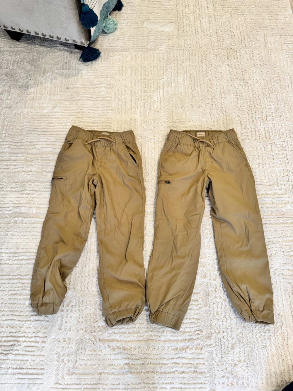 Weatherproof Kids Tan Cargo Jogger Pants with Elastic Cuffs